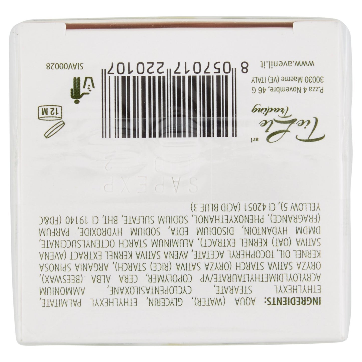 Avenil Pure & Soft Crema Viso Giorno Antiet, Latte & Avena Bio, 50ml