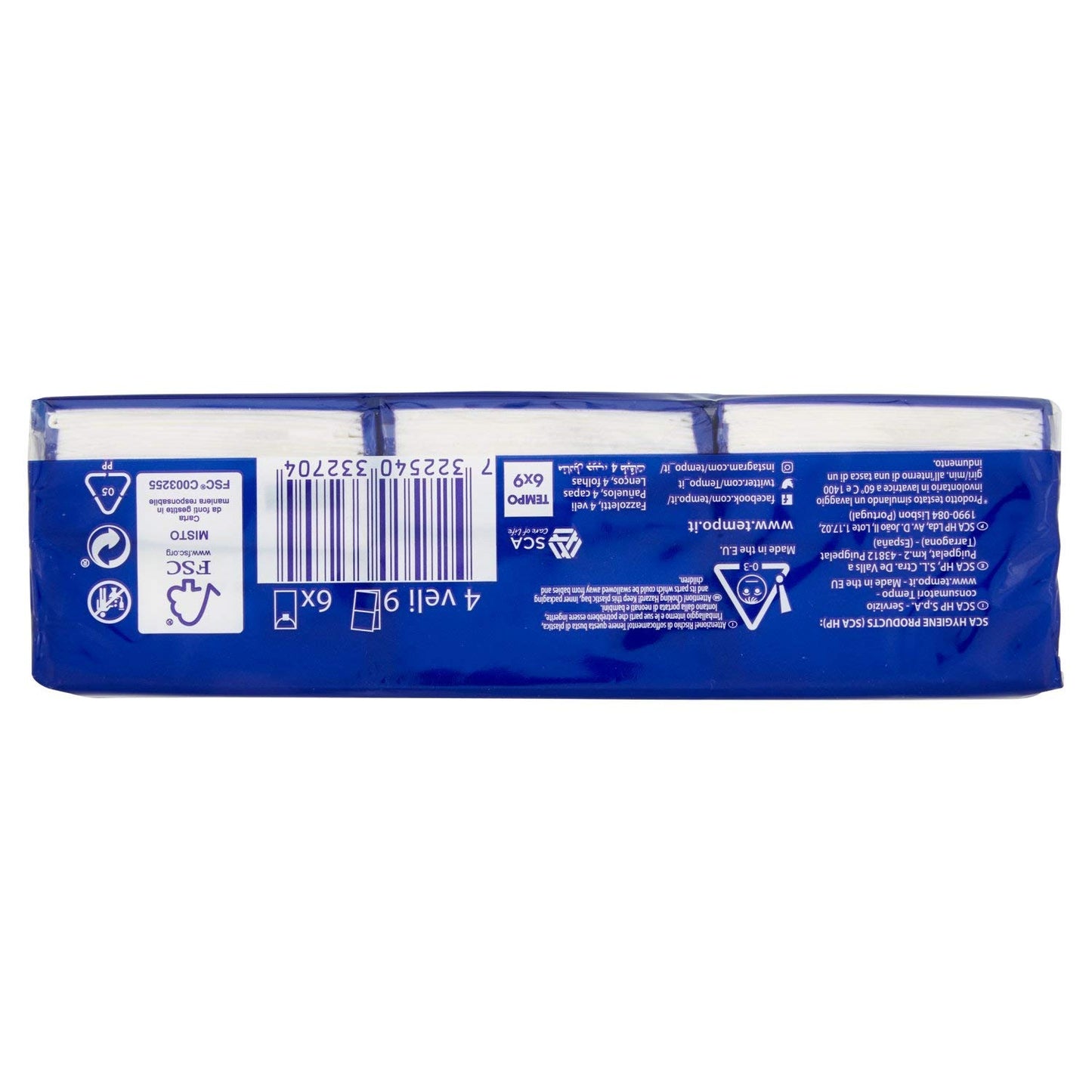 Tempo Fazz.Tempo 6X9, 9 Count, Carta, 1 Strato, Rimozione Trucco, Pulizia, Confezione