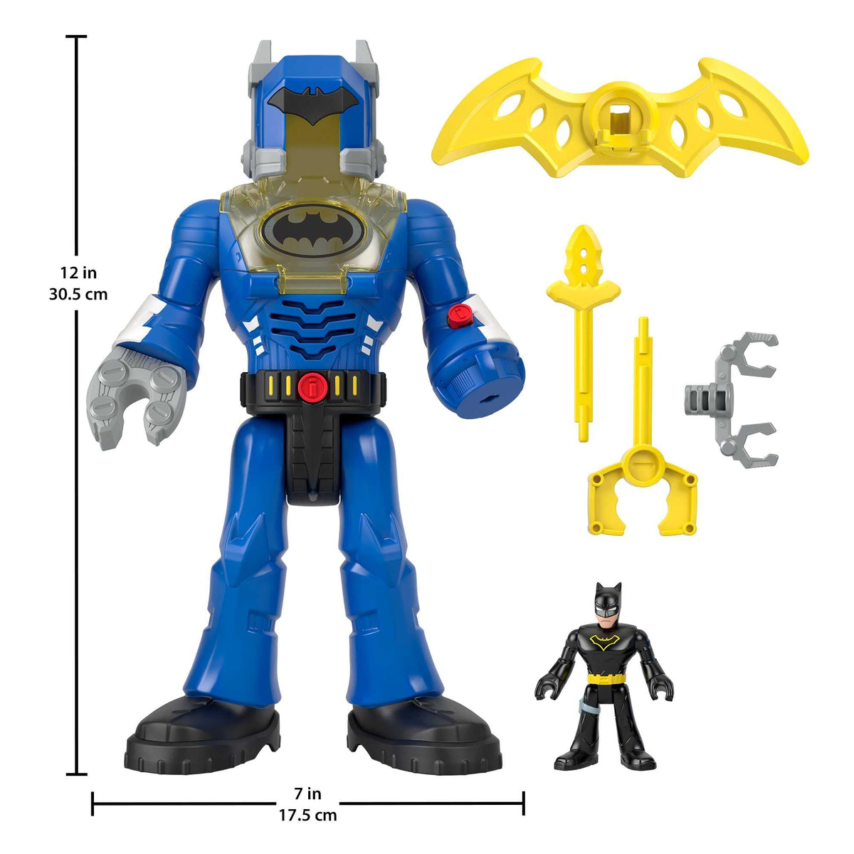 Fisher-Price Imaginext, Imaginext DC Super Friends Batman giocattoli, robot da 30,5 cm con luci, suoni e personaggio Batman Insider, giocattolo per bambini 3+ Anni, HGX98