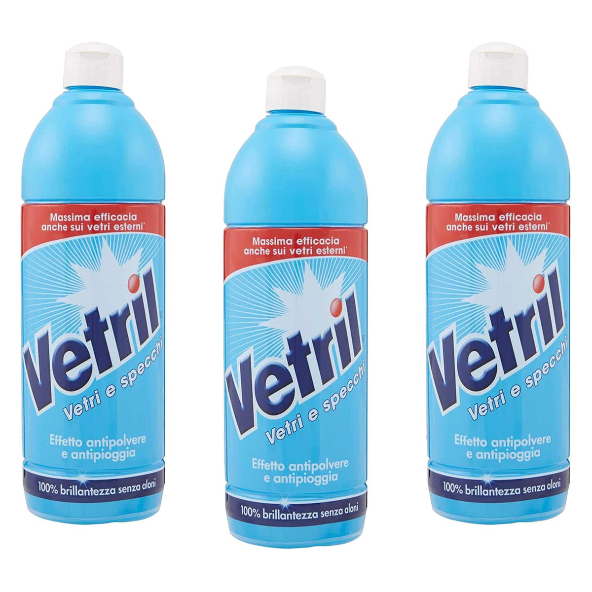 Vetril Sqeeze Vetri e Specchi - Detergente per vetri e specchi, 0,65 l, 3 pezzi