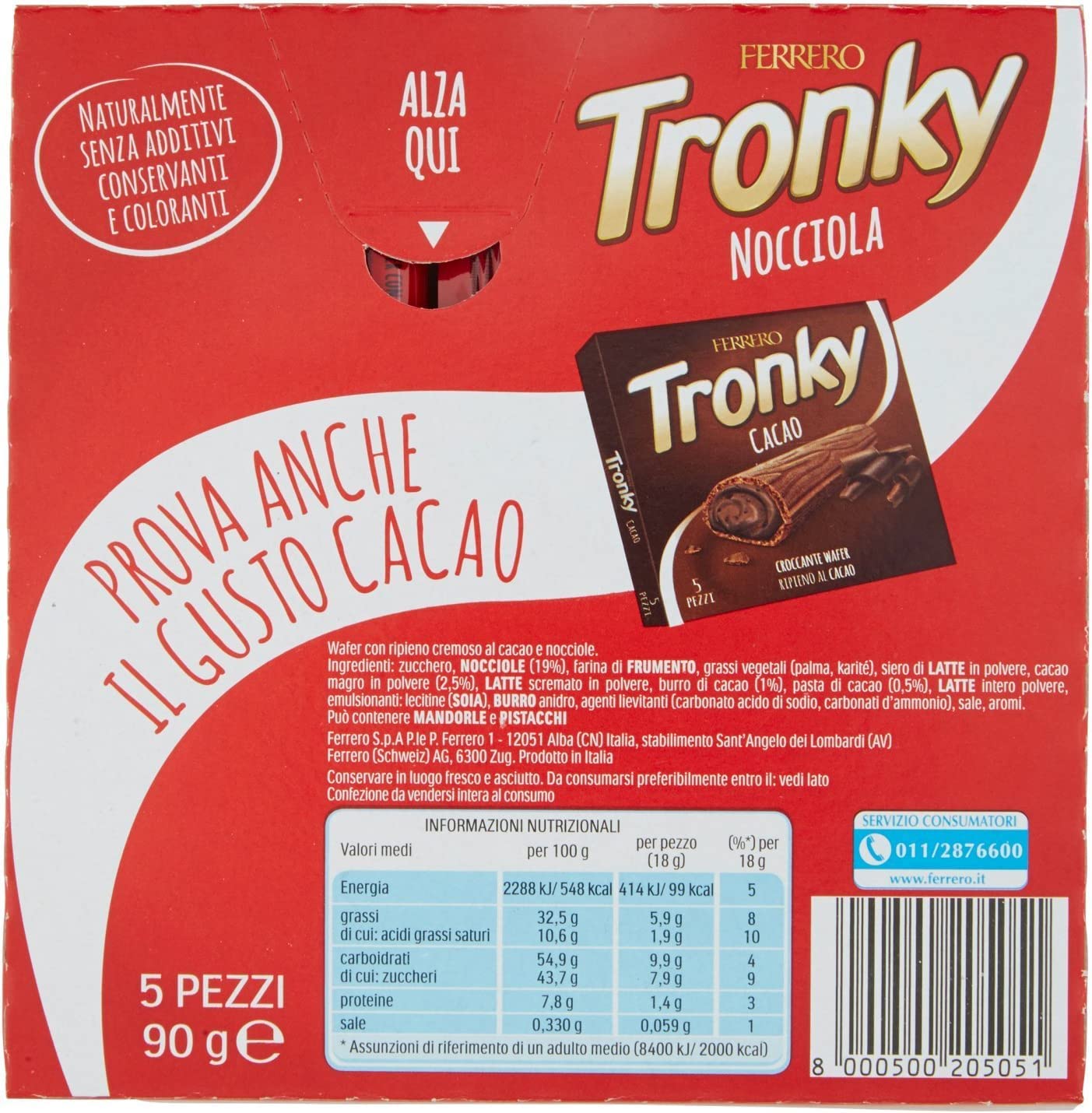 Tronky alla Nocciola 5pcs, (Pacco di 2)