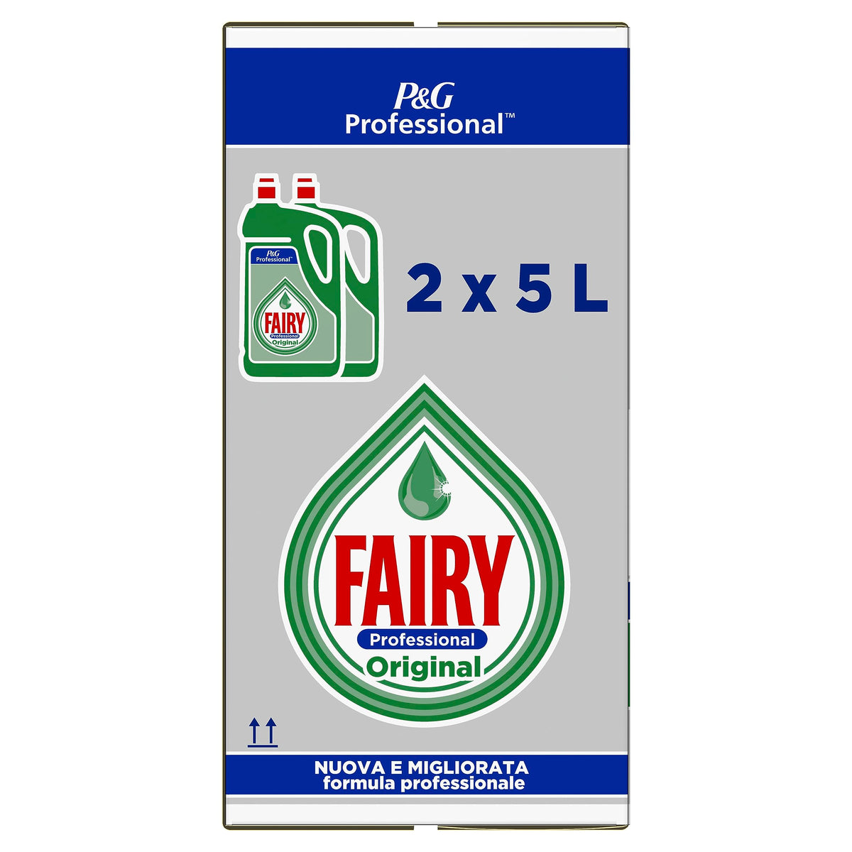 FAIRY Professional Original Detersivo Piatti Professionale a Mano, Formato 10 Litri (2 X 5L), Azione Sgrassante, Piatti Puliti e Lucenti, Ideale per le Cucine Professionali