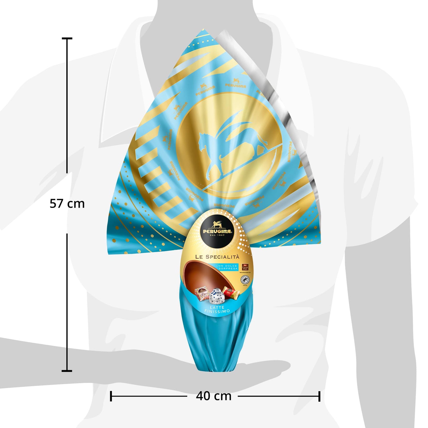 PERUGINA Uovo di Pasqua 2025 Cioccolato al Latte con 3 Cioccolatini 245g