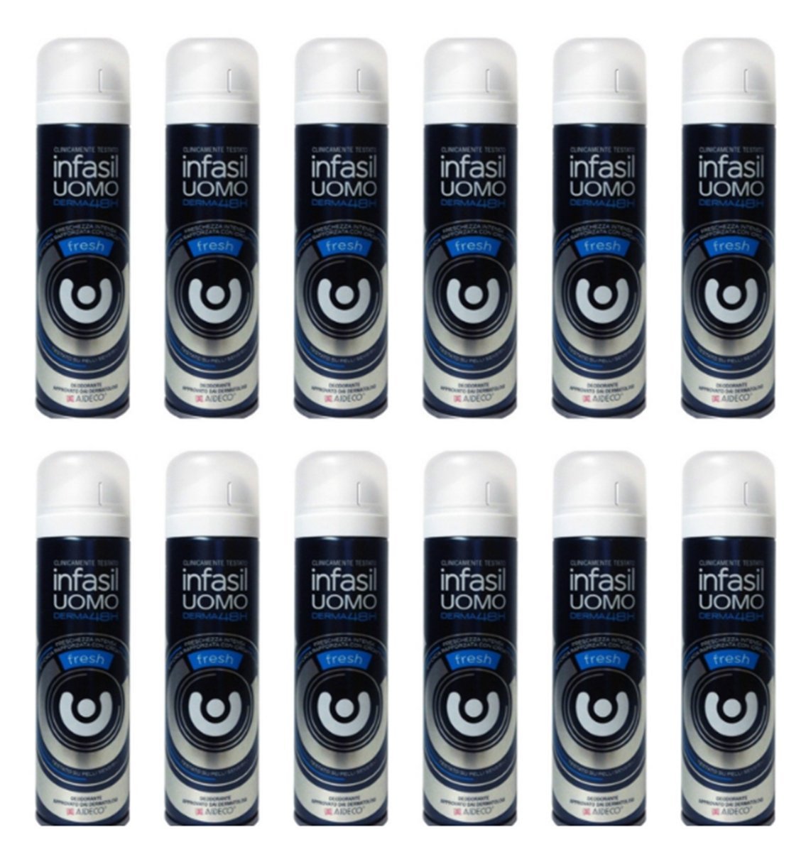 12 X Infasil deodorante Spray Uomo FRESH Derma 48H Deo maschile anti odore