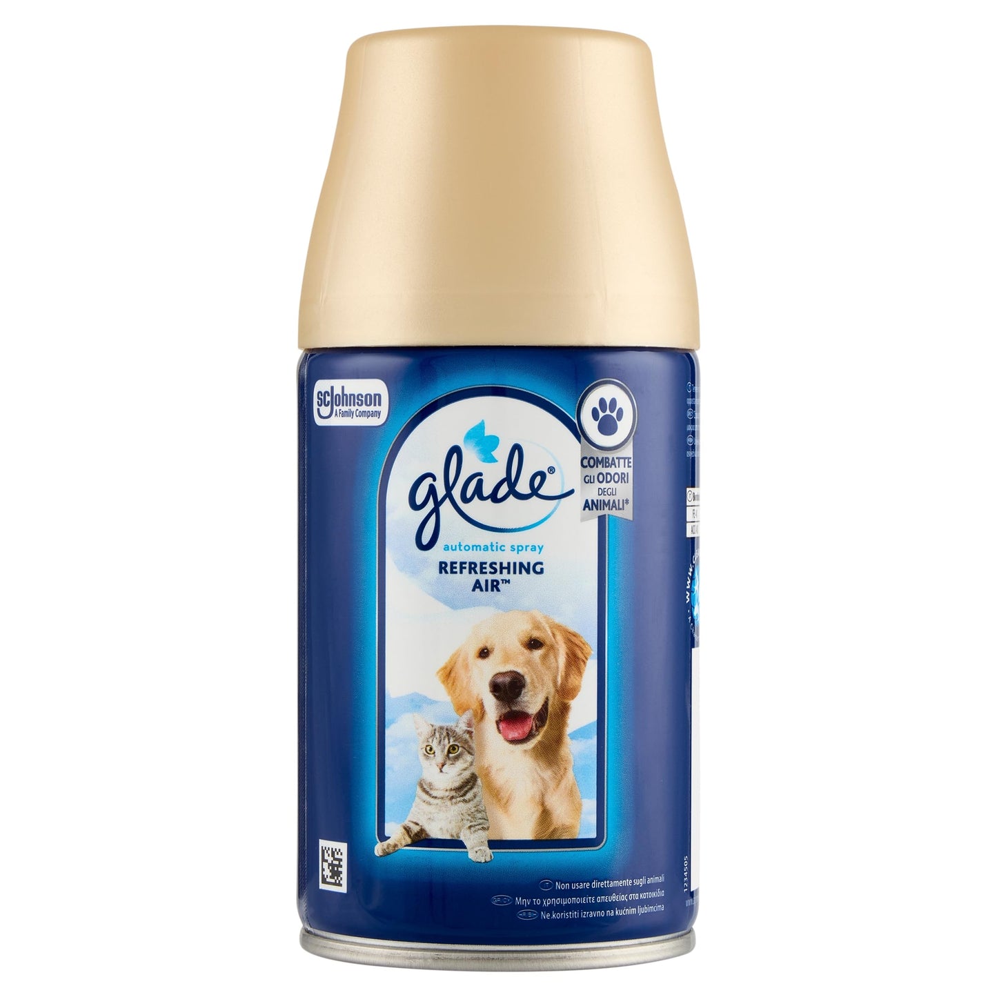 Glade Automatic Spray Ricarica, Profumatore per Ambienti, Fragranza Refreshing Air™, Elimina gli odori degli animali domestici,1 Ricarica da 269 ml