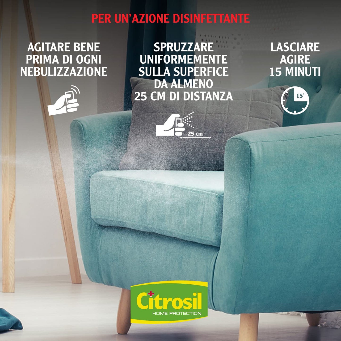 Citrosil Home Protection - Spray Disinfettante Superfici Multiuso, Elimina Fino al 99,9% dei Batteri, con Essenze di Lavanda, 300 ml x 6 Pezzi