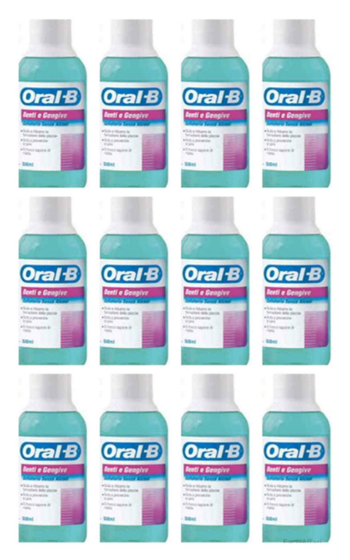 12 Pezzi Oral - B Collutorio Denti e Gengive Senza Alcool riduce la placca