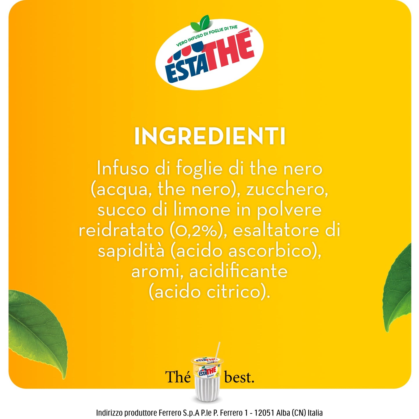 Estathé Limone - The Freddo con Vero Infuso di Foglie di The e Succo di Limone, Bevanda Analcolica Senza Glutine, 6 Bottiglie da 1,5 lt