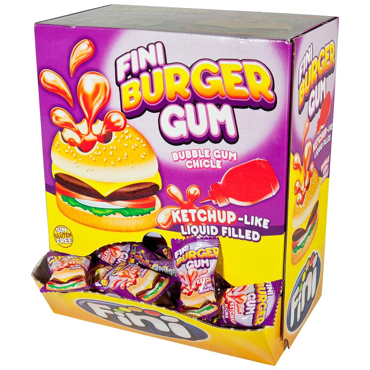 Verdes Fini Boom Burger Pz 200 Chewing Gum a Forma di Hamburgher con Ripieno Liquido - Incartati Singolarmente e senza Glutine - 30 g