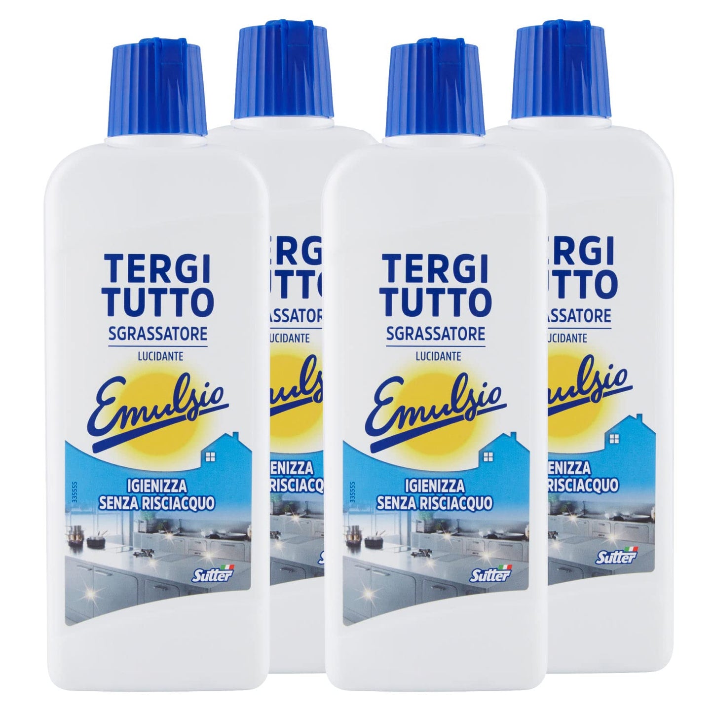 4x Emulsio Tergi Tutto Sgrassatore Universale Lucidante Igienizzante Senza Risciacquo Multisuperficie - 4 Flaconi da 375ml ognuno