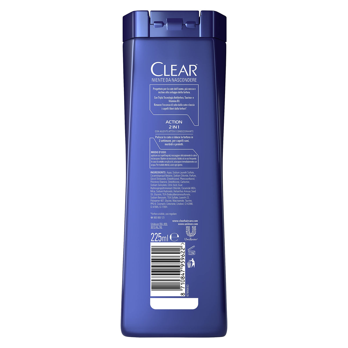 Clear Shampoo Action 2in1, confezione risparmio 12 x 225 ml