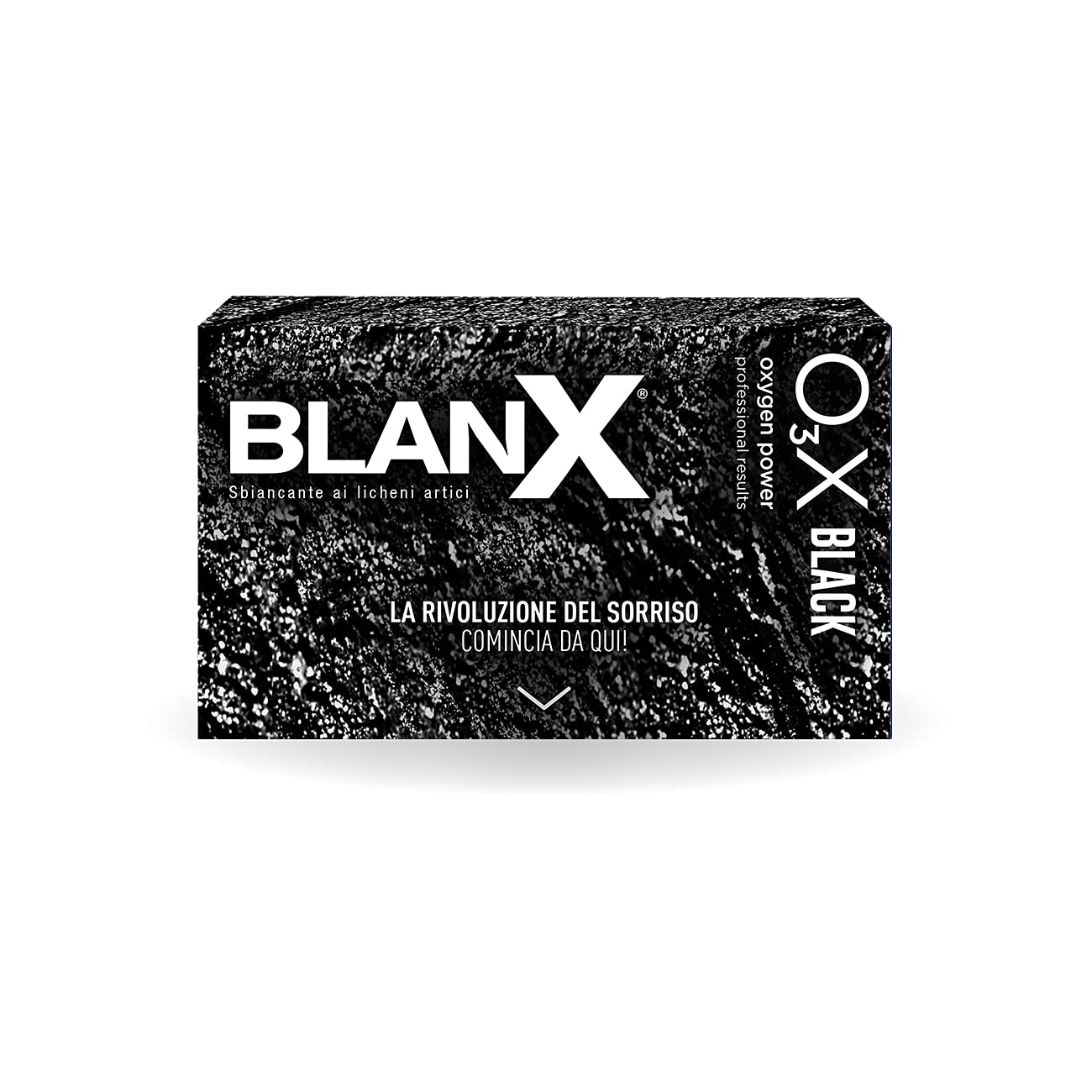 BlanX, 10 Strisce per lo Sbiancamento dei Denti e Antimacchia OX3 Black, con Carboni Attivi 100% Naturali, Denti Straordinariamente Bianchi, Luminosi e Senza Macchia