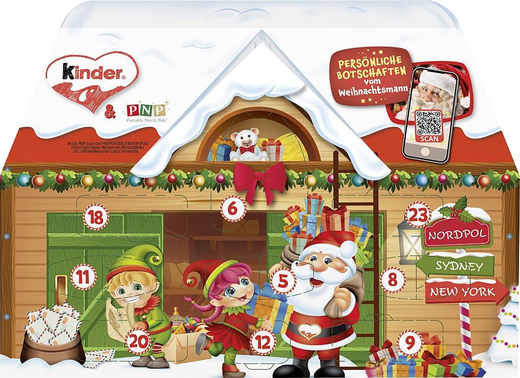 KINDER CALENDARIO AVVENTO CASETTA CIOCCOLATINI ASSORTITI REGALO NATALE 234G 24PZ