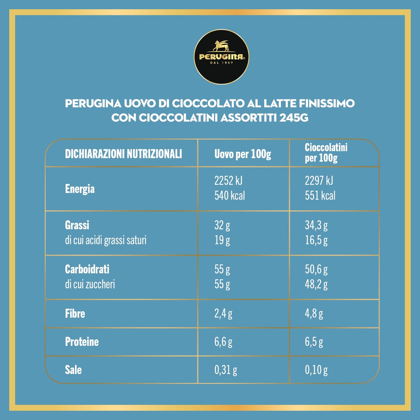 PERUGINA Uovo di Pasqua 2025 Cioccolato al Latte con 3 Cioccolatini 245g