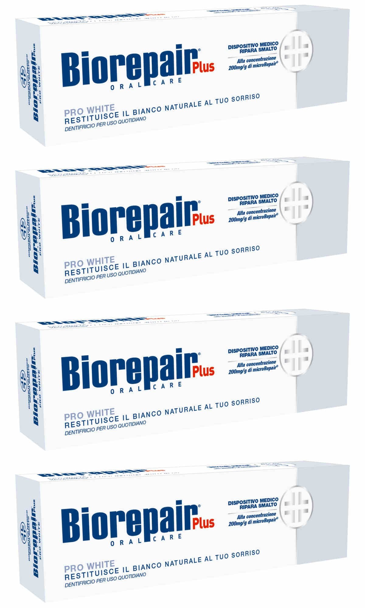 Biorepair Pro White Whitening Toothpaste with microRepair 2.5 fl.oz 75ml,Pack of 4