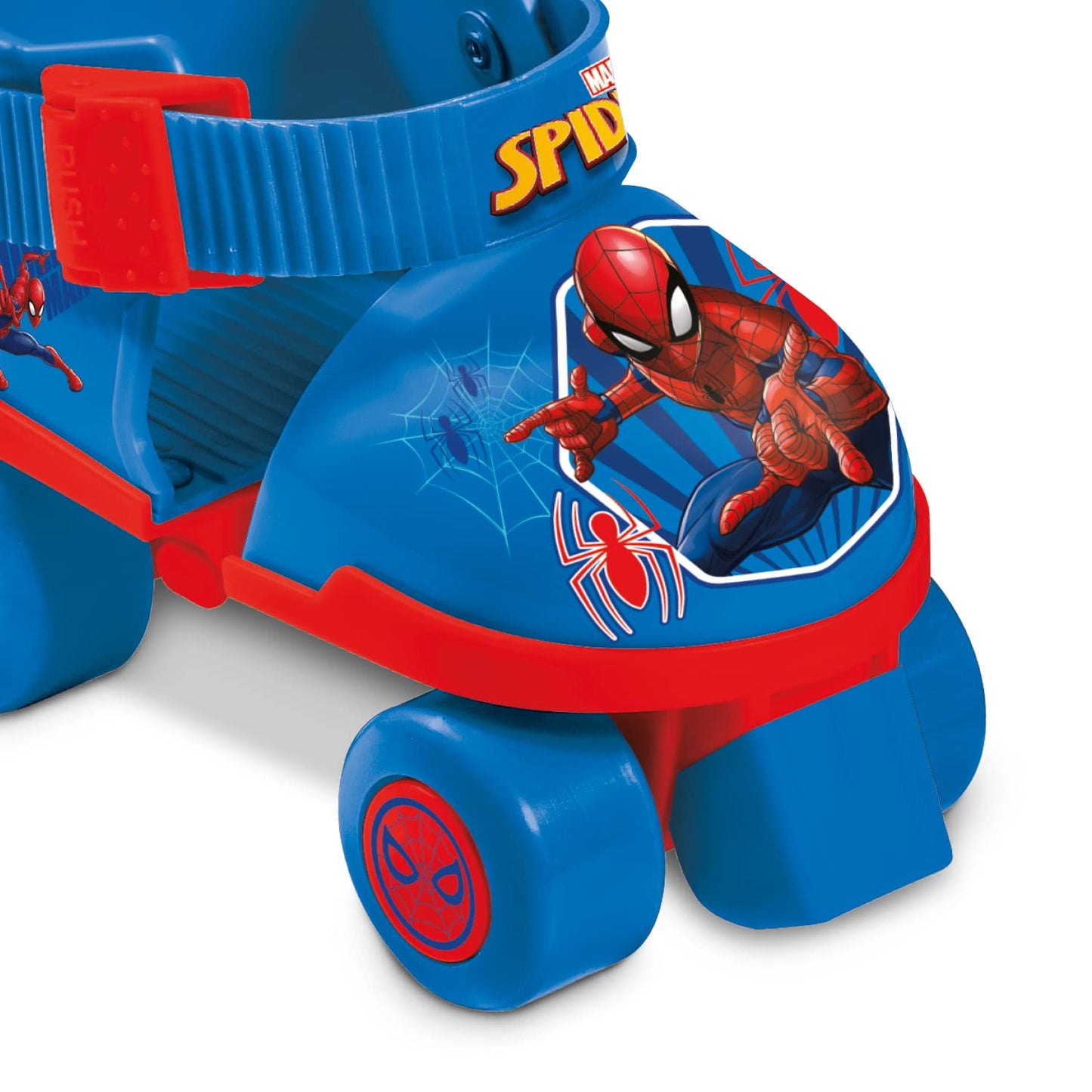 Mondo Toys - pattini a rotelle regolabili Spiderman Marvel per bambini - Taglia dal 22 al 29 - set completo di borsa trasparente, gomitiere e ginocchiere - 18390