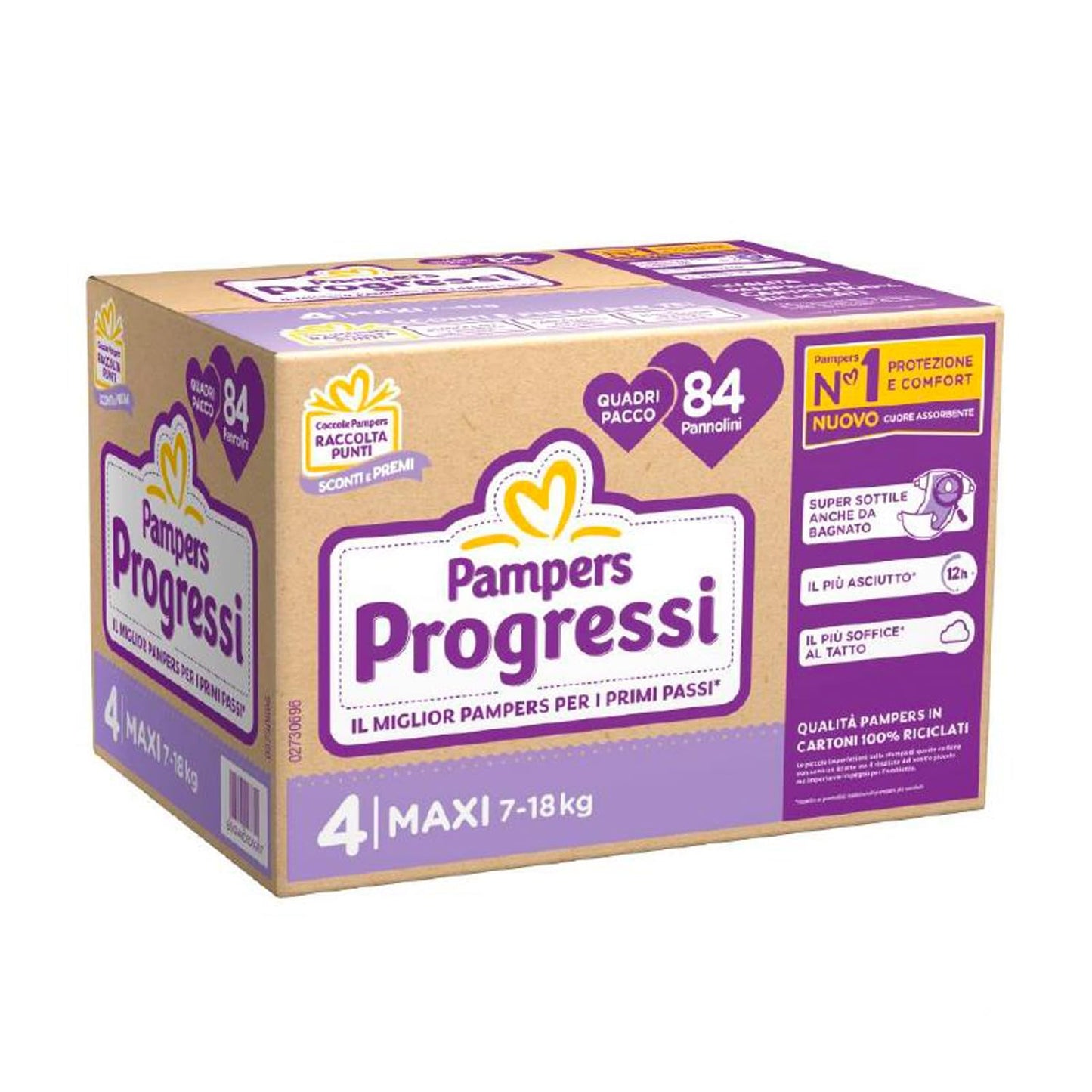 PAMPERS PROGRESSI QUADRI PACK MAXI 84 PANNOLINI