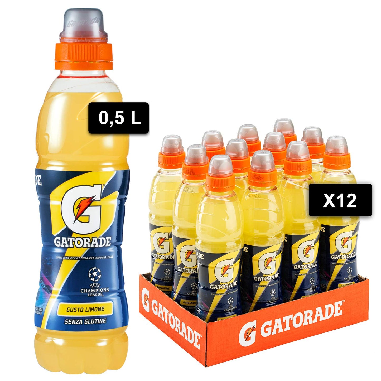 Gatorade, Sport Drink, Bevanda sportiva non Gassata Gusto Limone, Aiuta il Reintegro dei Sali Minerali Persi, Formato da 12x500 ml