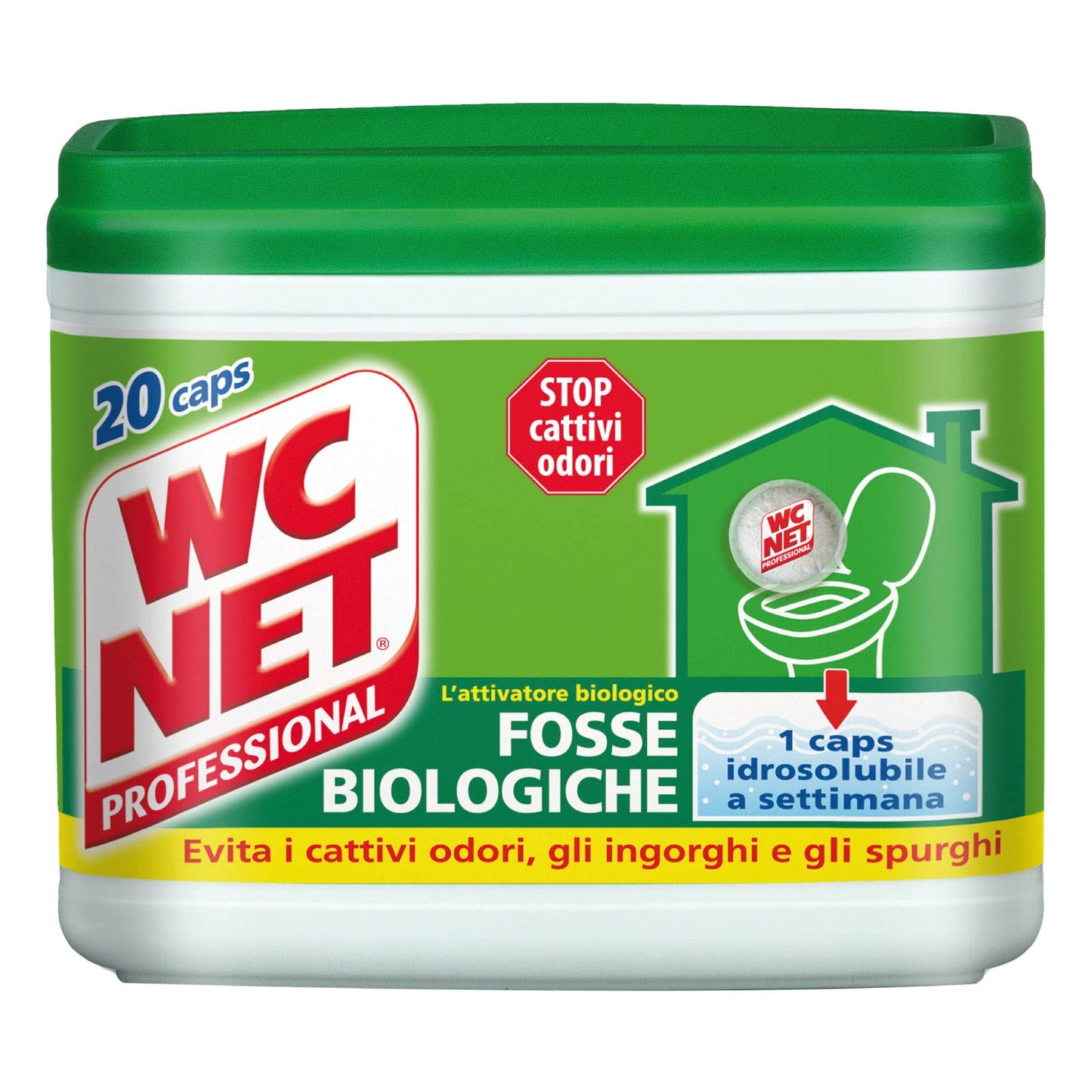 WC Net Professional - Fosse Biologiche, Capsule Idrosolubili per WC, Scioglie gli Ingorghi, 20 Caps x 2 Pezzi, 886.0 grams