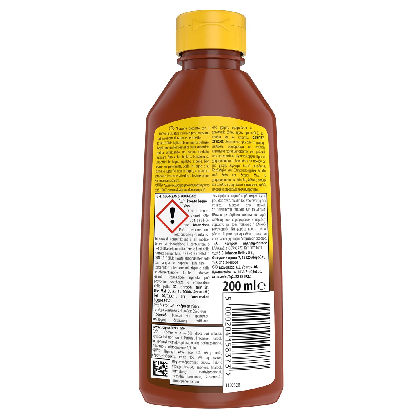 Pronto Legno Vivo, Crema Nutriente e Protettiva con Cera d'Api da 200ml