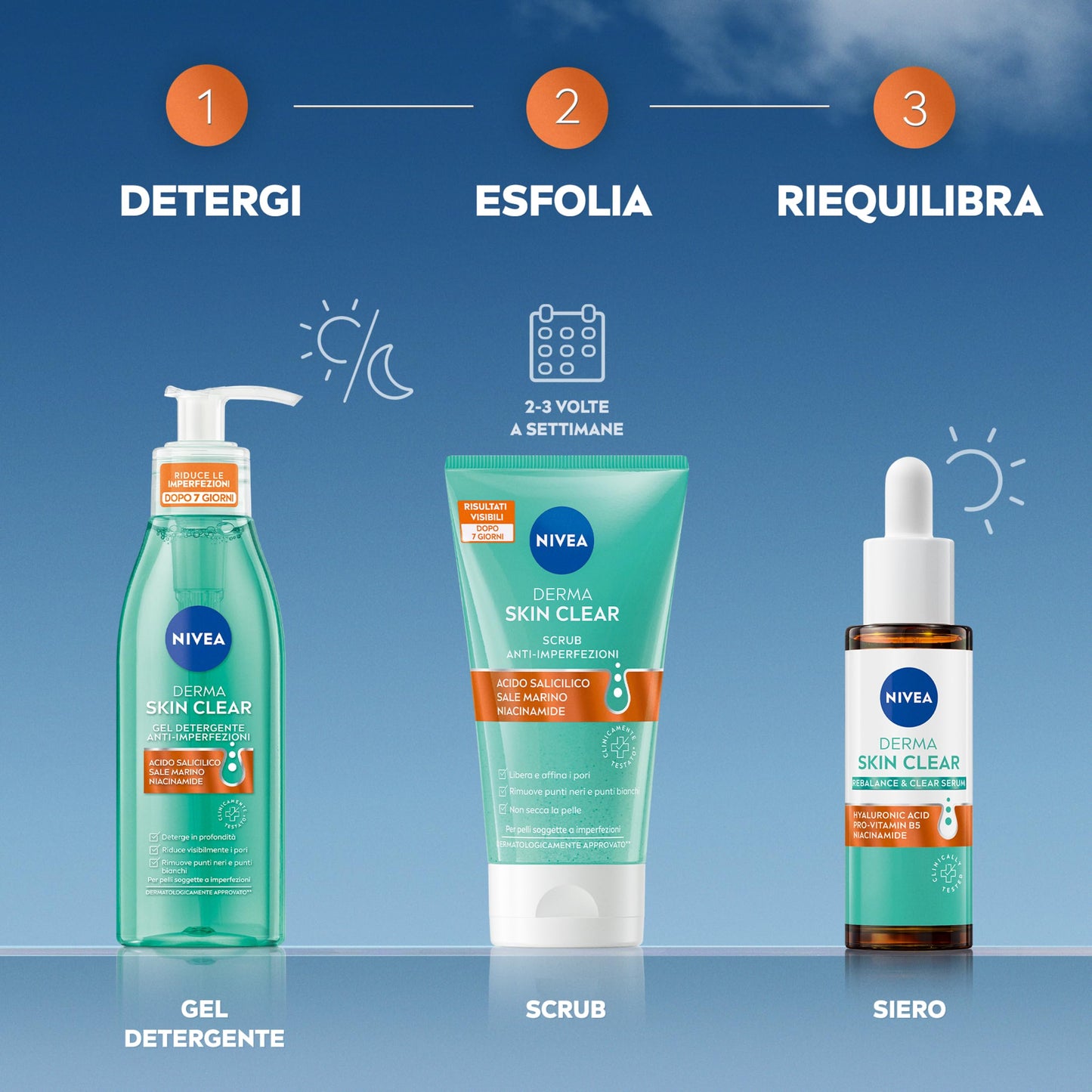 NIVEA Derma Skin Clear Scrub Viso Anti-Imperfezioni 150 ml, Scrub esfoliante per la cura della pelle grassa e mista con Acido Salicilico, Sale Marino e Niacinamide, Esfoliante viso e corpo purificante
