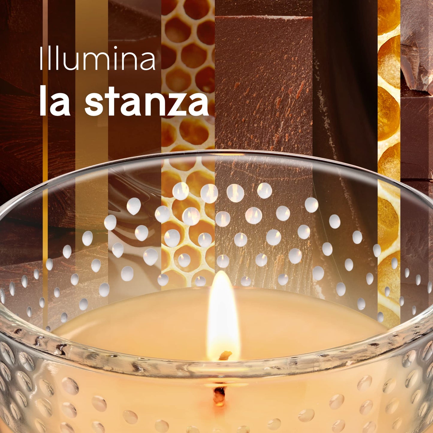 Glade Candela Profumata, Set da 4, con Oli Essenziali, Fragranze Honey & Chocolate, 4x129gr