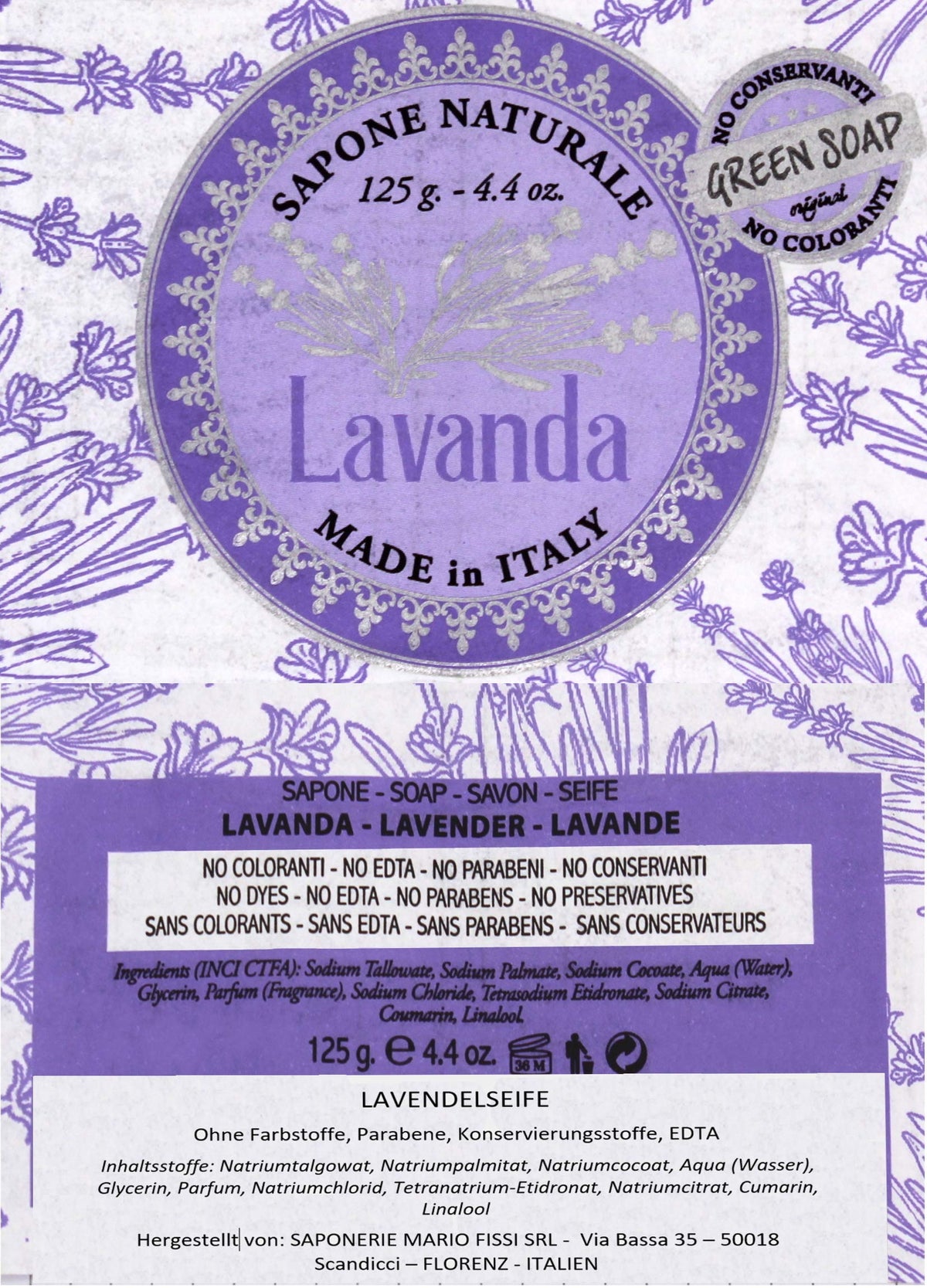 Saponette Lavanda Mario Fissi 3Pz, 375g