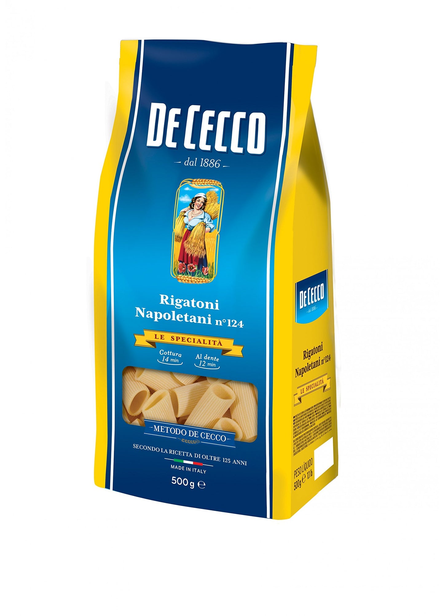 10 x paste De Cecco 100% italiano Rigatoni Napoletani n 124 pasta 500g