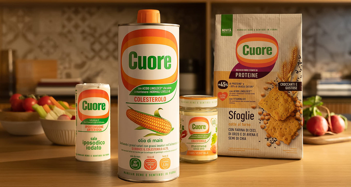 Cuore, Olio di Mais, Formato da 110 cl, Ricco di Omega 6 e Fonte di Vitamina E e B6, No OGM