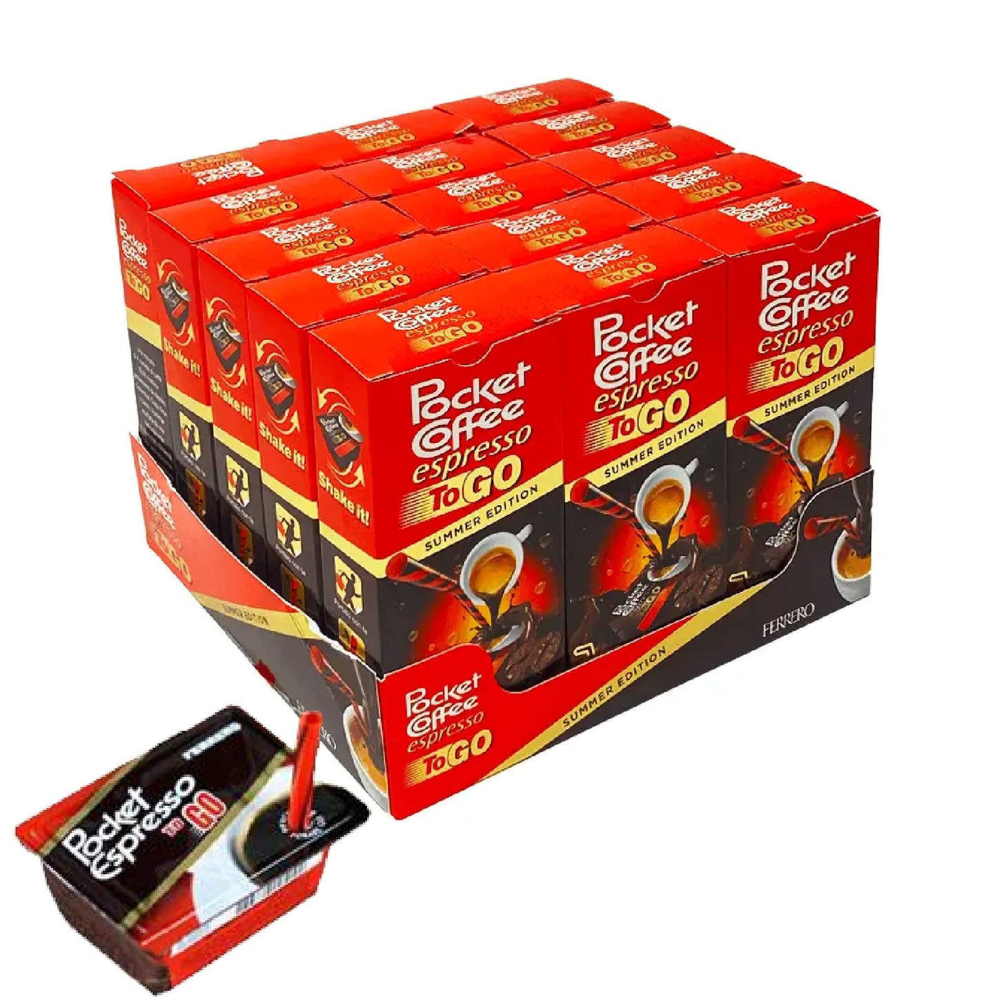 Ferrero Pocket Coffee Espresso To Go Summer Edition 15 Astucci 3 pz Cioccolato Fondente