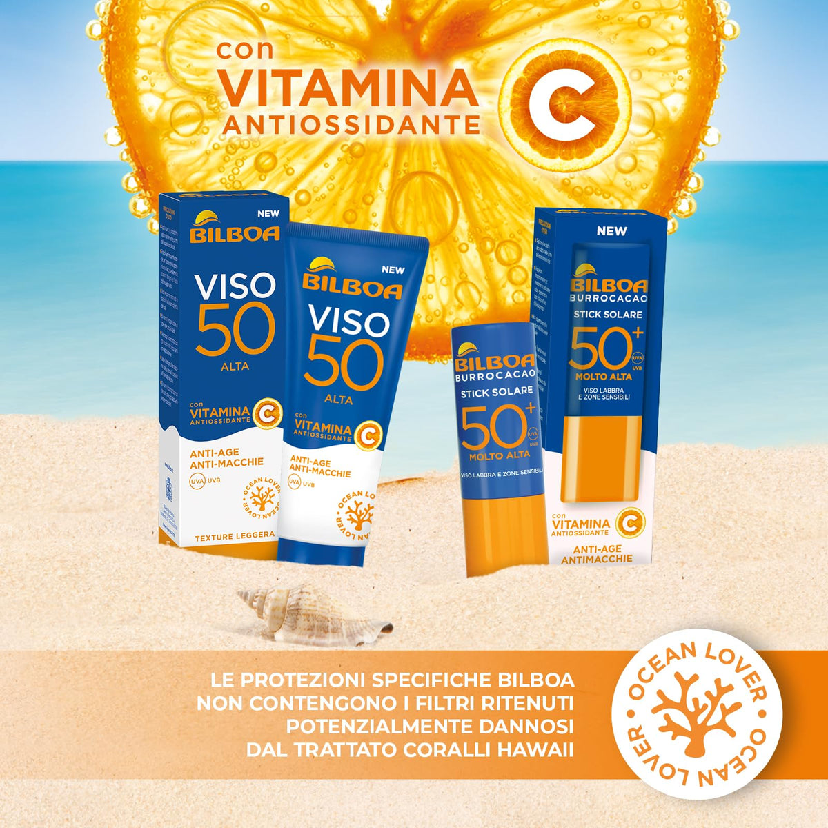 Bilboa Stick Solare SPF 50+ con Vitamina C, ideale per le zone sensibili come labbra, tatuaggi, nei e cicatrici. La formula a rapido assorbimento, non unge e non lascia tracce, 12 ml