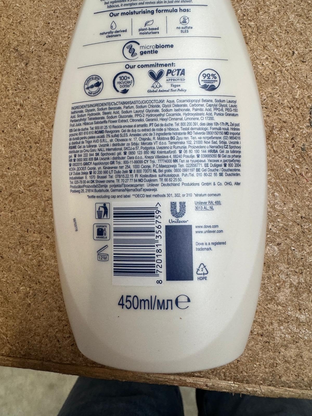 DOVE Revival Gel doccia "Pomegranate & Hibiscus", confezione da 6 pezzi, 450 ml