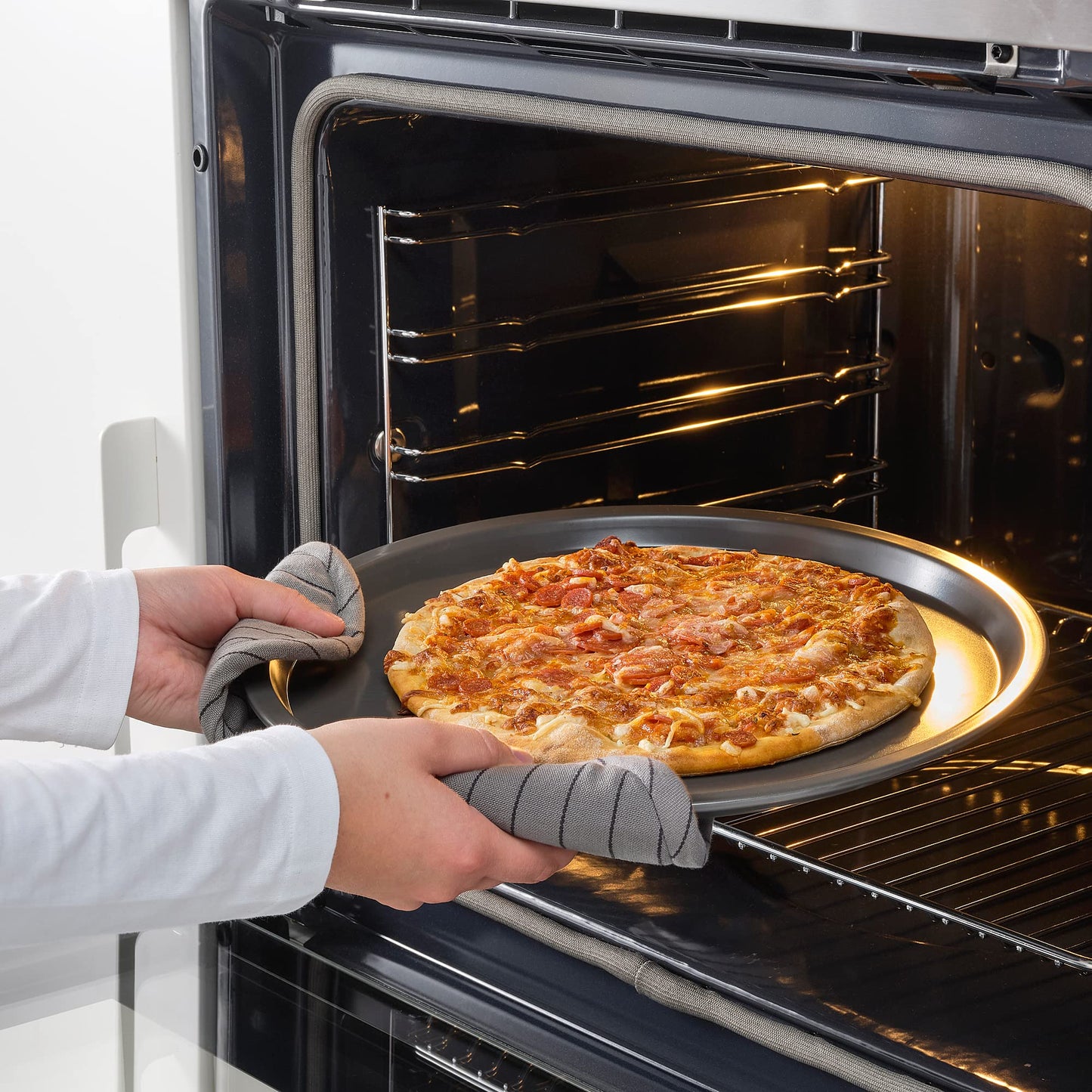 IKEA HEMMABAK Teglia per pizza, 34 cm, Grigio