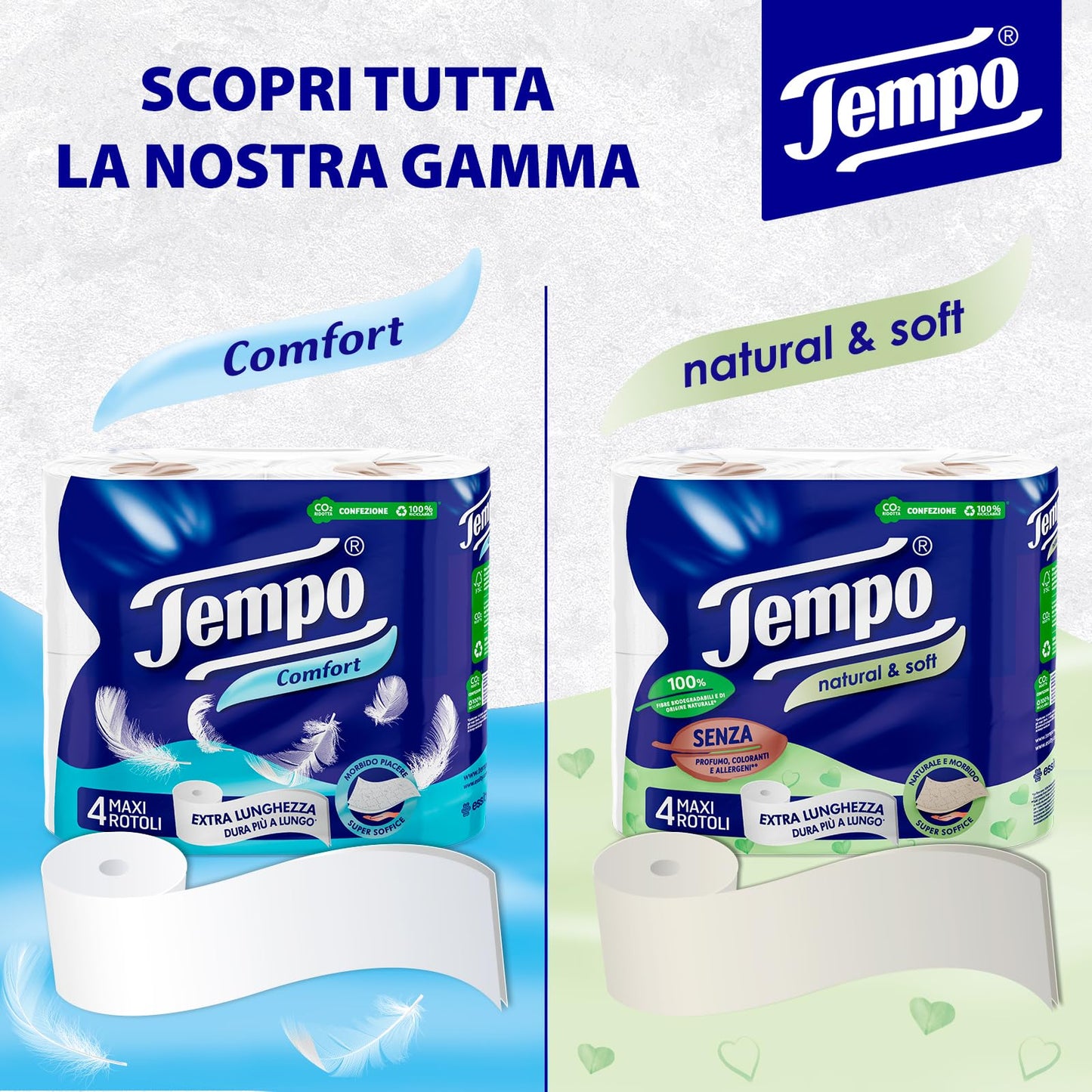 Tempo Carta Igienica Comfort, Morbida E Resistente - 48 Maxi Rotoli