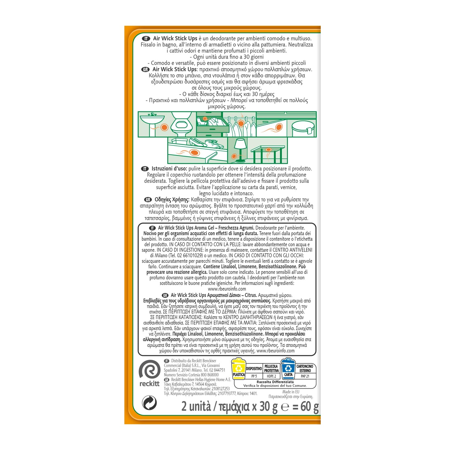 Airwick Stick Up Mix, Confezione da 24 Stick Up,10 Fragranza Lavanda, 6 Fragranza Bouquet, 8 Fragranza Agrumi, deodorante per l'ambiente