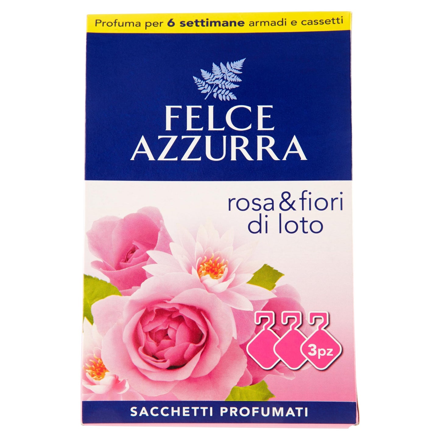 Set 12 FELCE AZZURA Felce Sacchetti Profumati 3 Pezzi Rosa Detergenti Panni