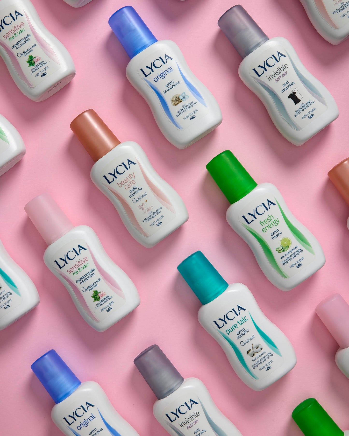 Lycia - Beauty Care Deodorante Vapo, Senza Alcool, Efficacia 48 ore, Con Acido Ialuronico e Prebiotico, per Pelle Delicata e Post Depilazione, 75ml