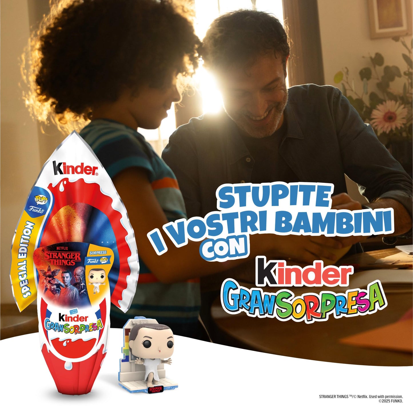 Kinder GranSorpresa Maxi Funko PoP Stranger Things - Uovo di Pasqua Kinder 2025, Finissimo Cioccolato al Latte con Sorpresa Funko PoP, Idea Regalo Pasqua, 220 Grammi