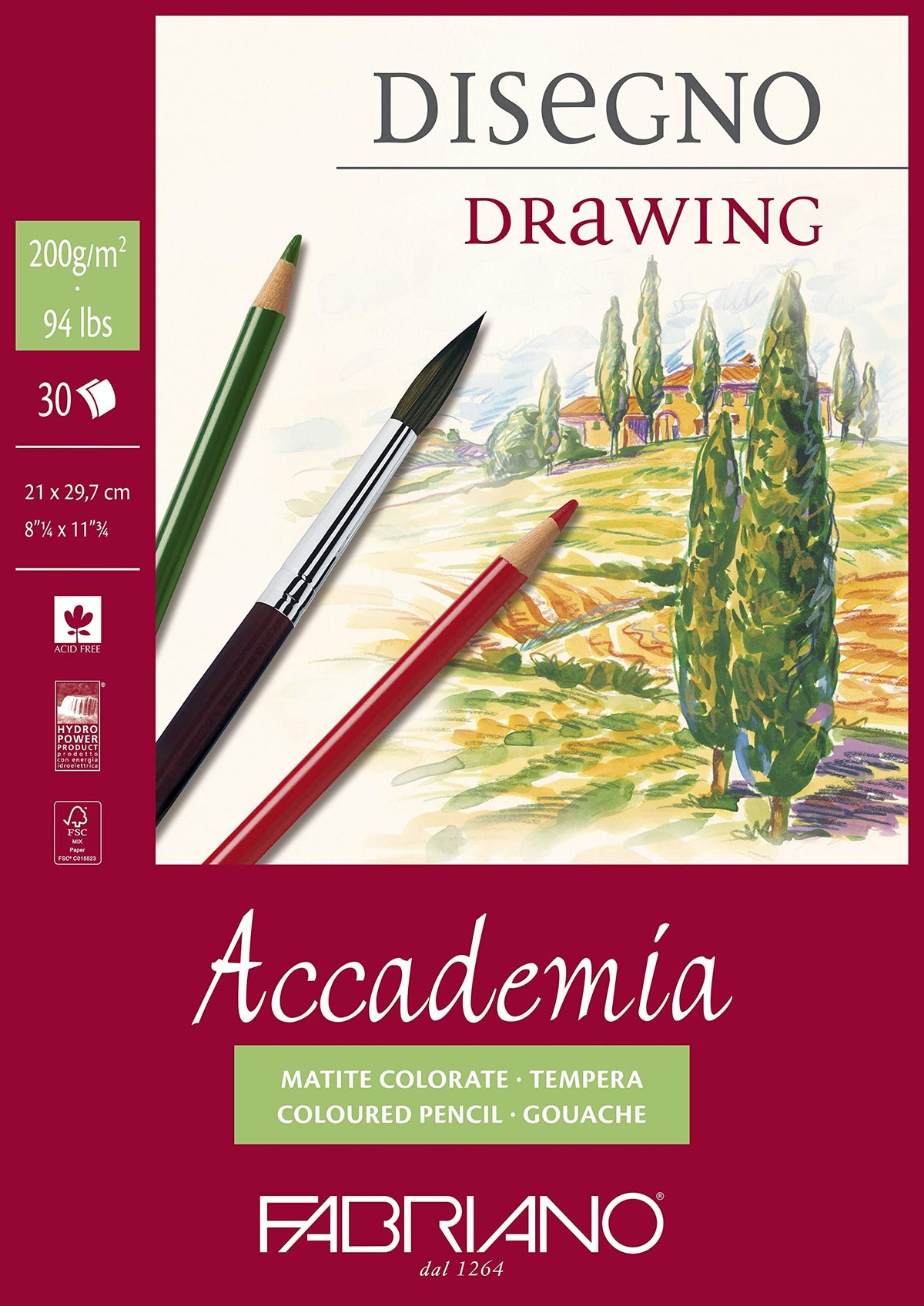 Fabriano Accademi Dess carta da disegno A4 21 x 29,7 cm bianco