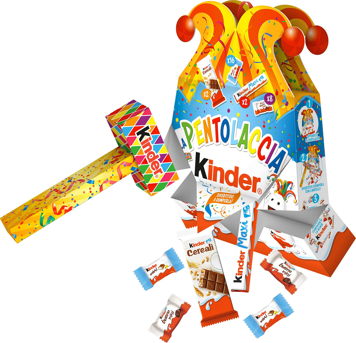 Kinder Mix Pentolaccia Piena, snack al cioccolato assortiti, 228 gr