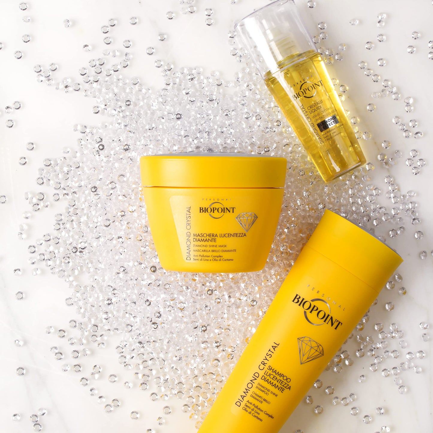 Biopoint Diamond Crystal - Maschera Capelli Lucentezza Diamante, Azione Idratante e llluminante, Nutre in Profondità e Protegge dall'Inquinamento, Dona Brillantezza e Morbidezza, 200 ml