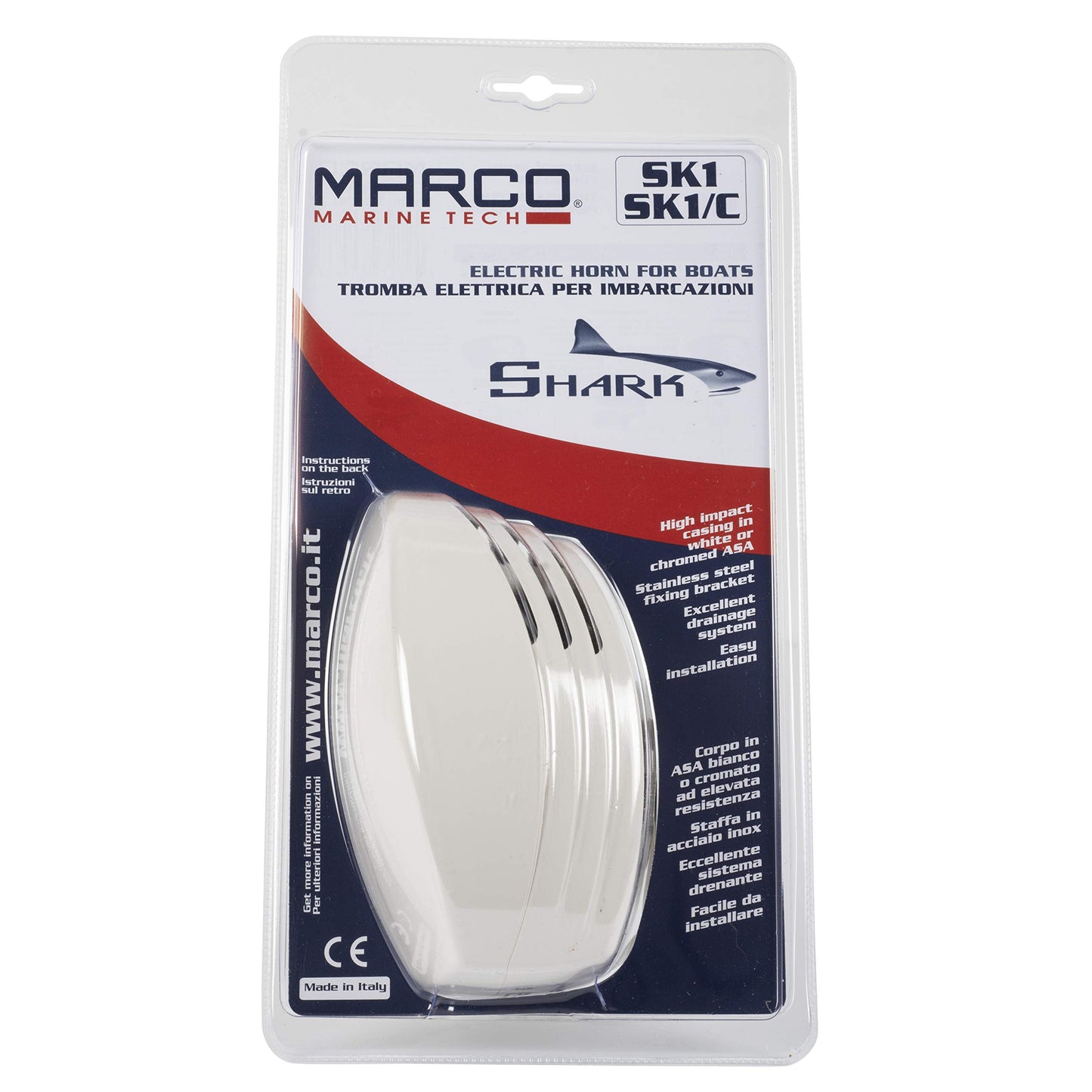 Tromba singola sk1 shark marco 12v clacson per barca gommone