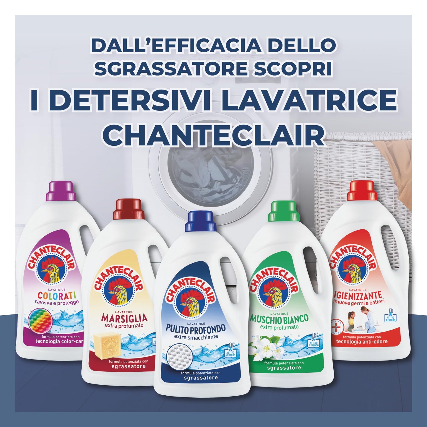 Chanteclair - Detersivo per Lavatrice Pulito Profondo, Rimuove le Macchie più Difficili, Bucato Pulito e Duraturo - 3 Flaconi da 1575 ml