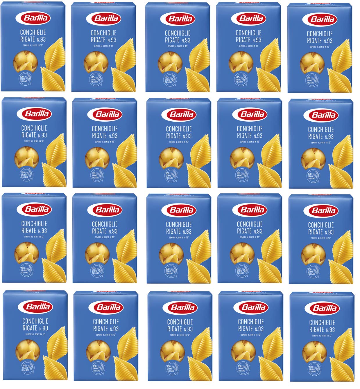 Barilla 20 x Conchiglie Rigate Italian Pasta n. 93, 500 g