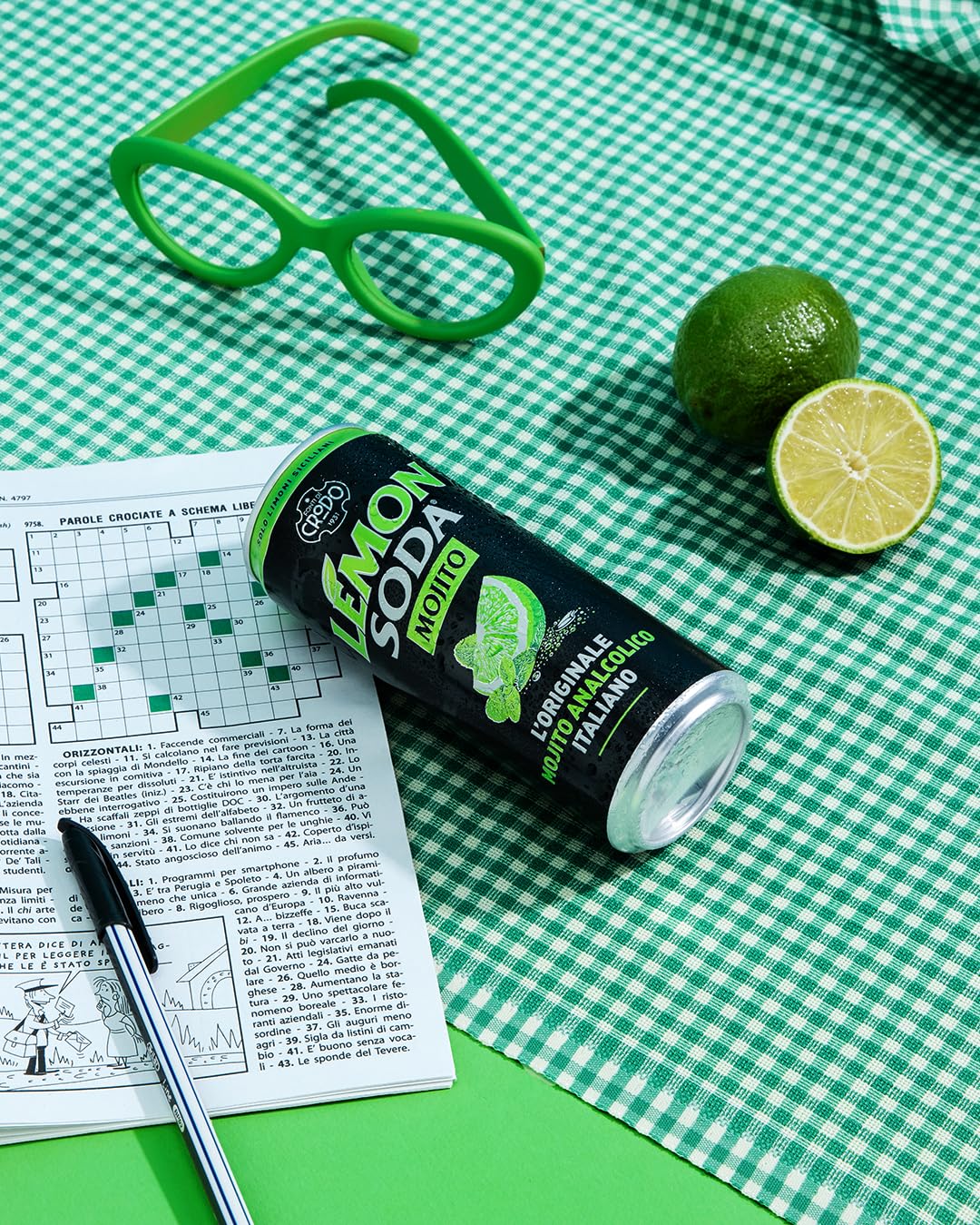 Lemonsoda | Mojito Soda, 24 Lattine da 33 cl, L'Originale Mojito Analcolico Italiano, Gusto di Menta Fresca e Lime