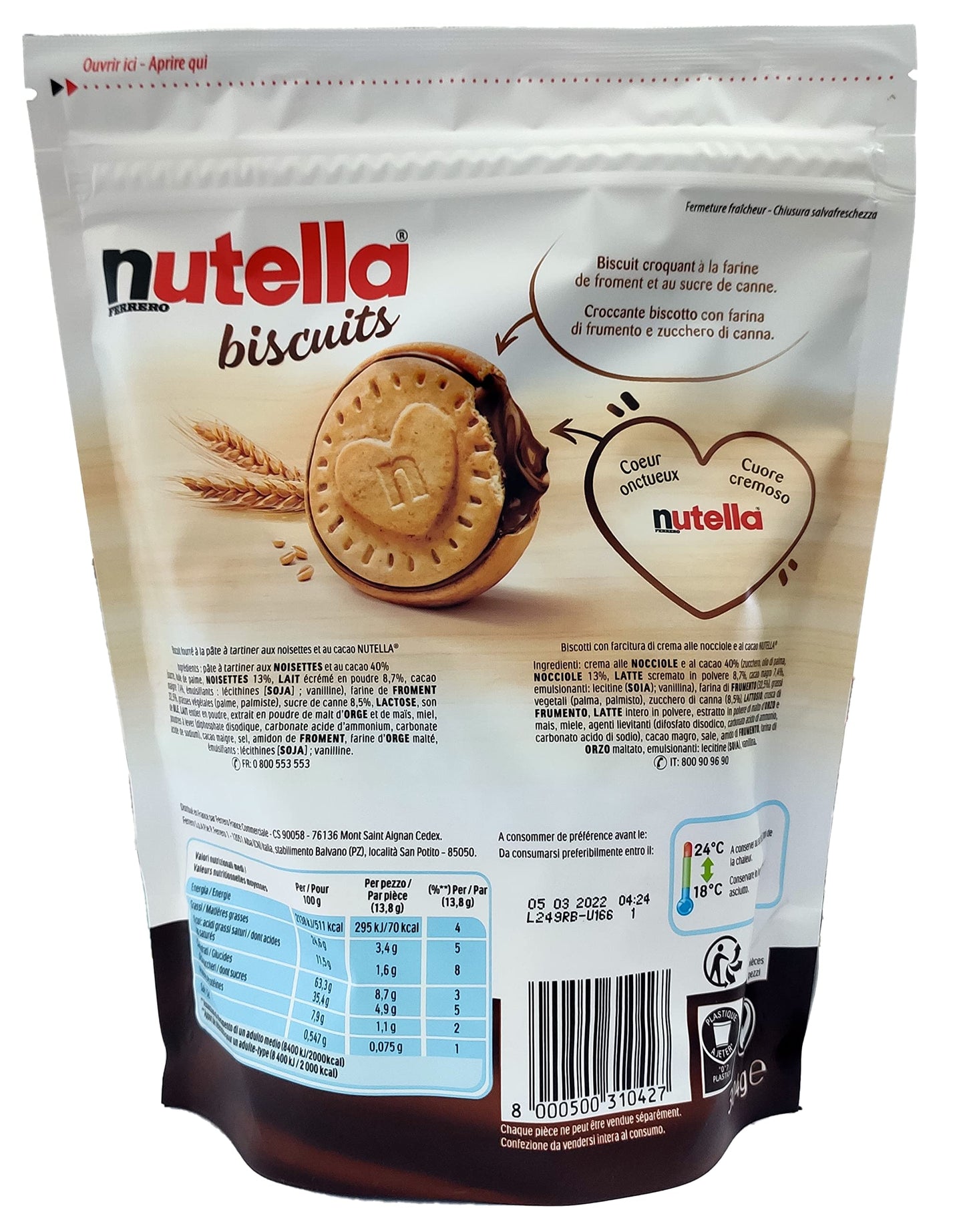 4 NUTELLA BISCUITS DA 304 GR - UN CUORE GRANDE IL BISCOTTO COL CUORE DI NUTELLA