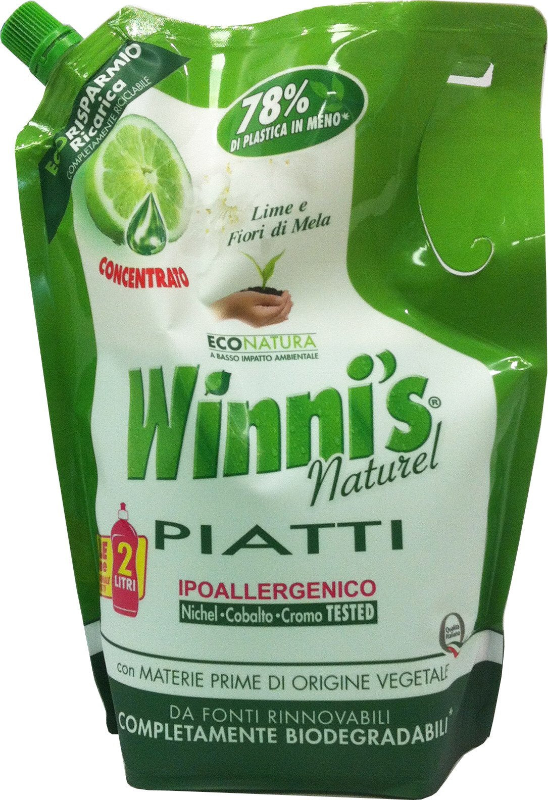 8 x WINNI'S Lavap.Ecol.Conc.Lime E Fiori Mela Ricarica 1000 Ml