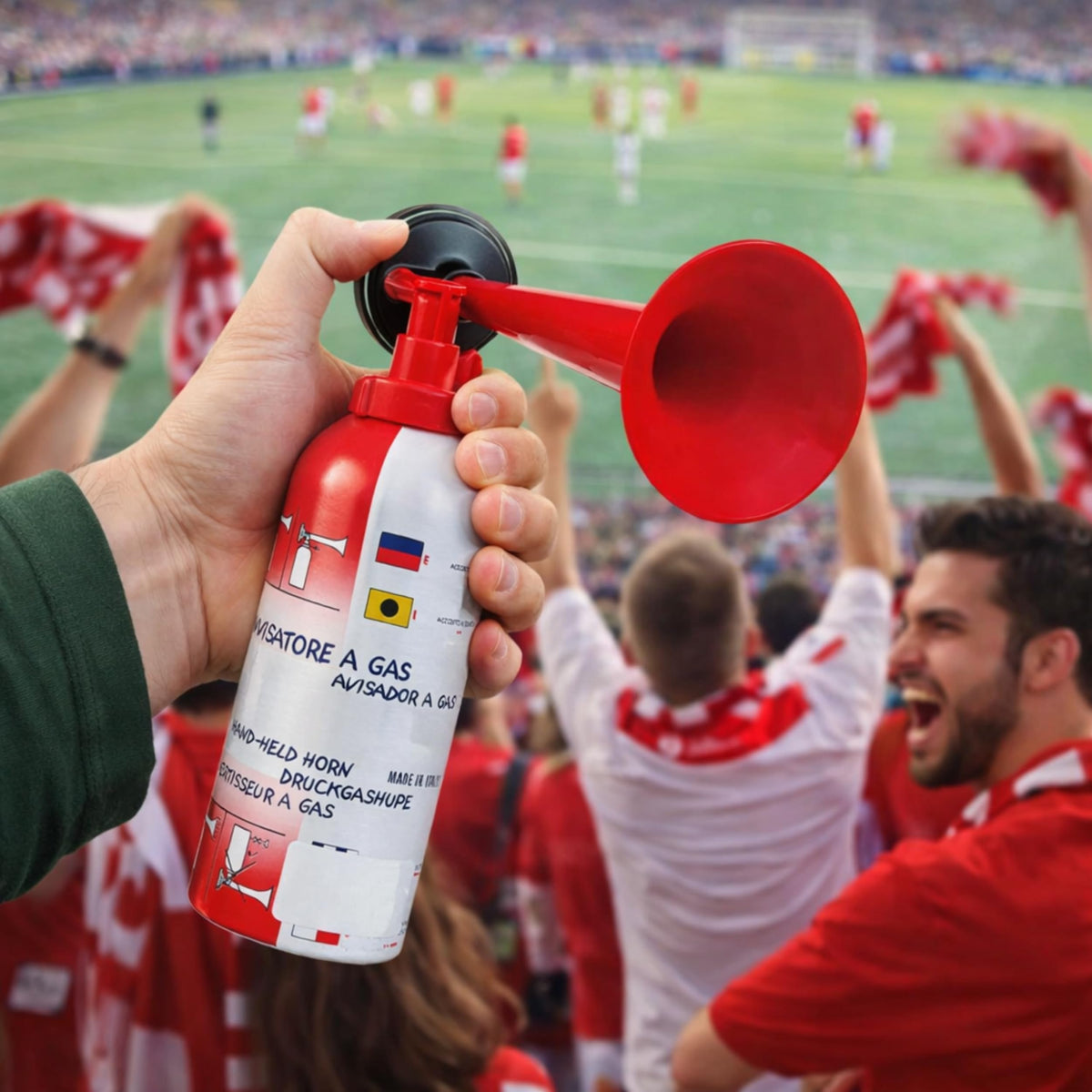 Bottari Kit Tromba Stadio con Bomboletta 200 ml, Avvisatore Acustico Potente Portatile per Eventi Sportivi, Barca, Emergenza, Campeggio Suono Forte,Compatto, Facile da Usare
