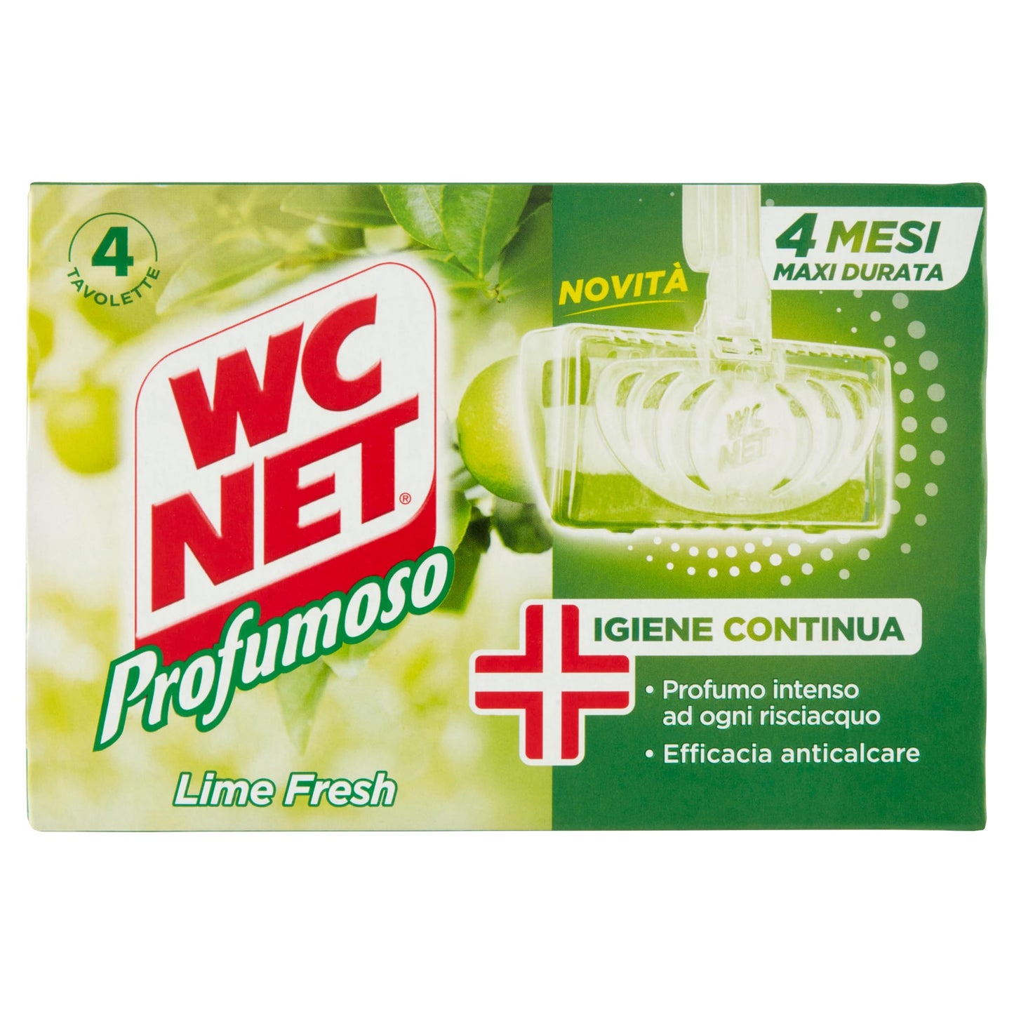 Wc Net Profumoso Tavoletta Lime Fresh, 1 Confezione con 4 Tavolette