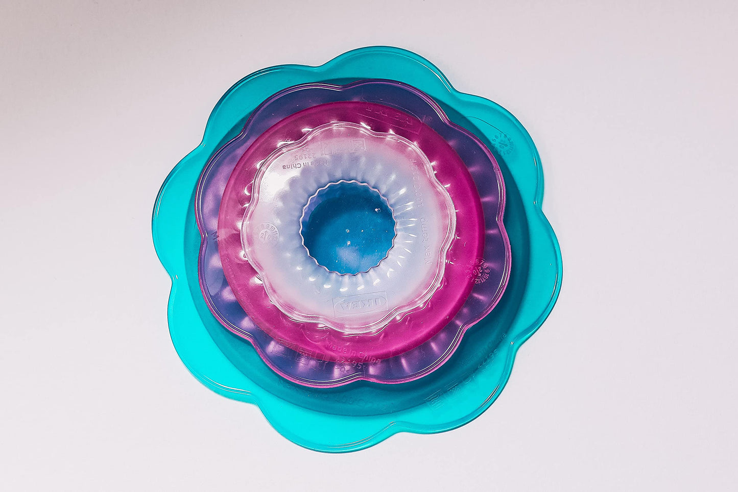 Ikea OVERMATT - Set di 3 coperchi per alimenti in silicone, multicolore
